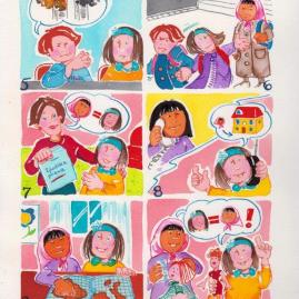 Strip iz serije Ispričaj priču – Ne budi rasist Dječji časopis Prvi izbor, Mozaik knjiga, listopad-studeni, 2011.